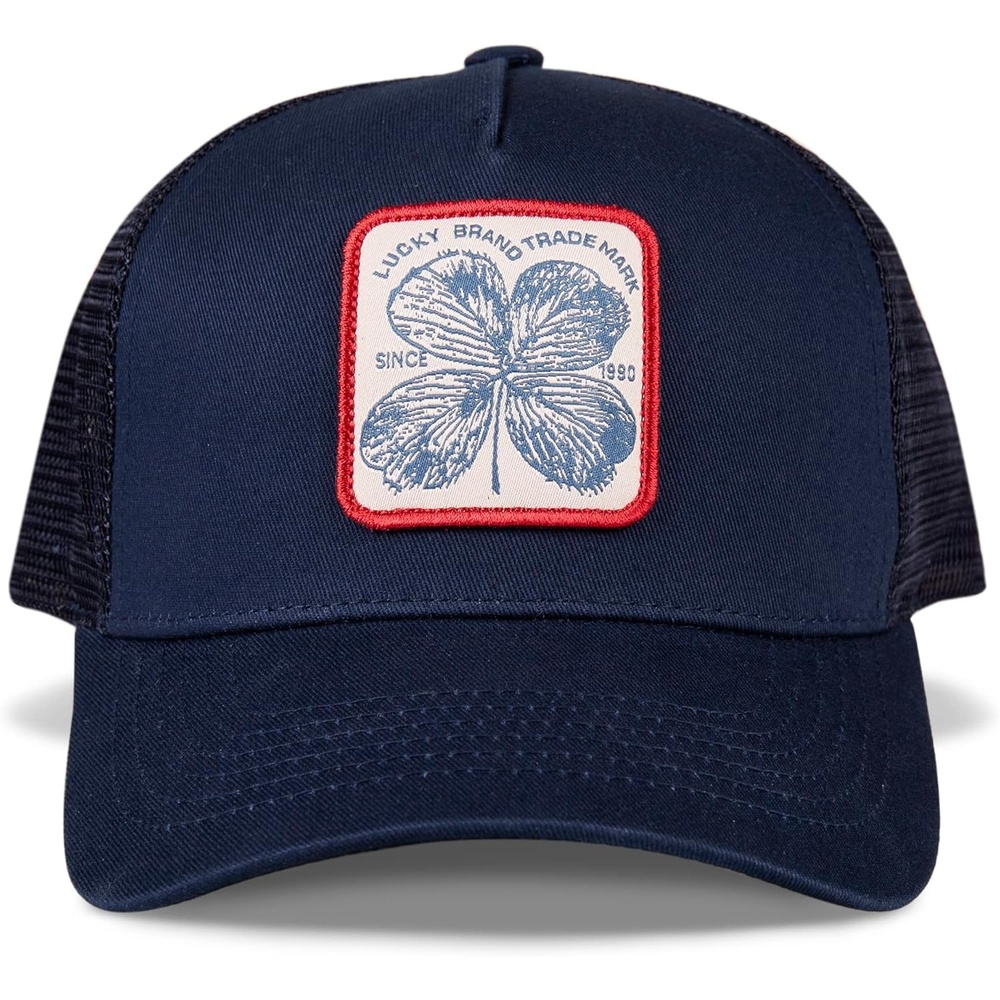 image:imageLucky Brand Trucker Hat Snapback Adjustable Mesh Back Retro Baseball Cap Golf Fishing American HeritageClover Patch Navy