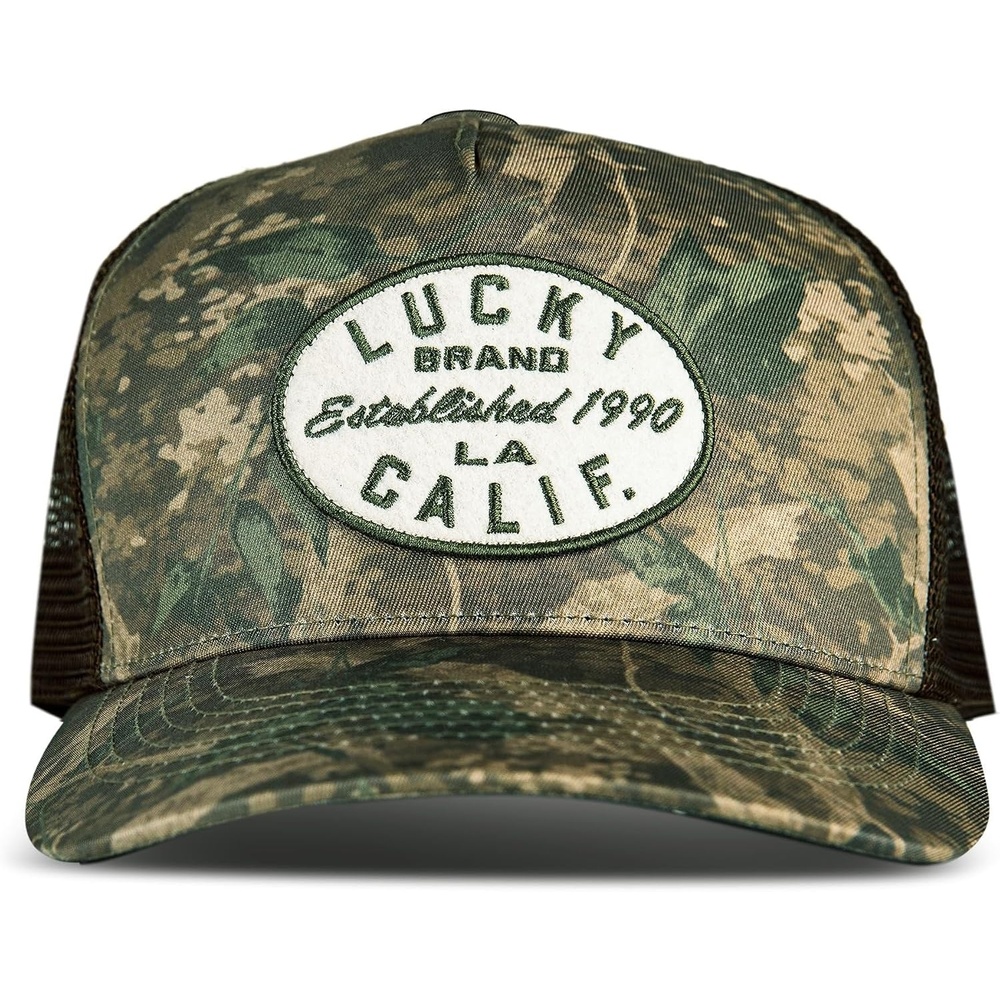 image:imageLucky Brand Trucker Hat  Snapback  Adjustable  Mesh Back  Retro  Baseball Cap  Golf  Fishing  American HeritageLa Patch  Camo