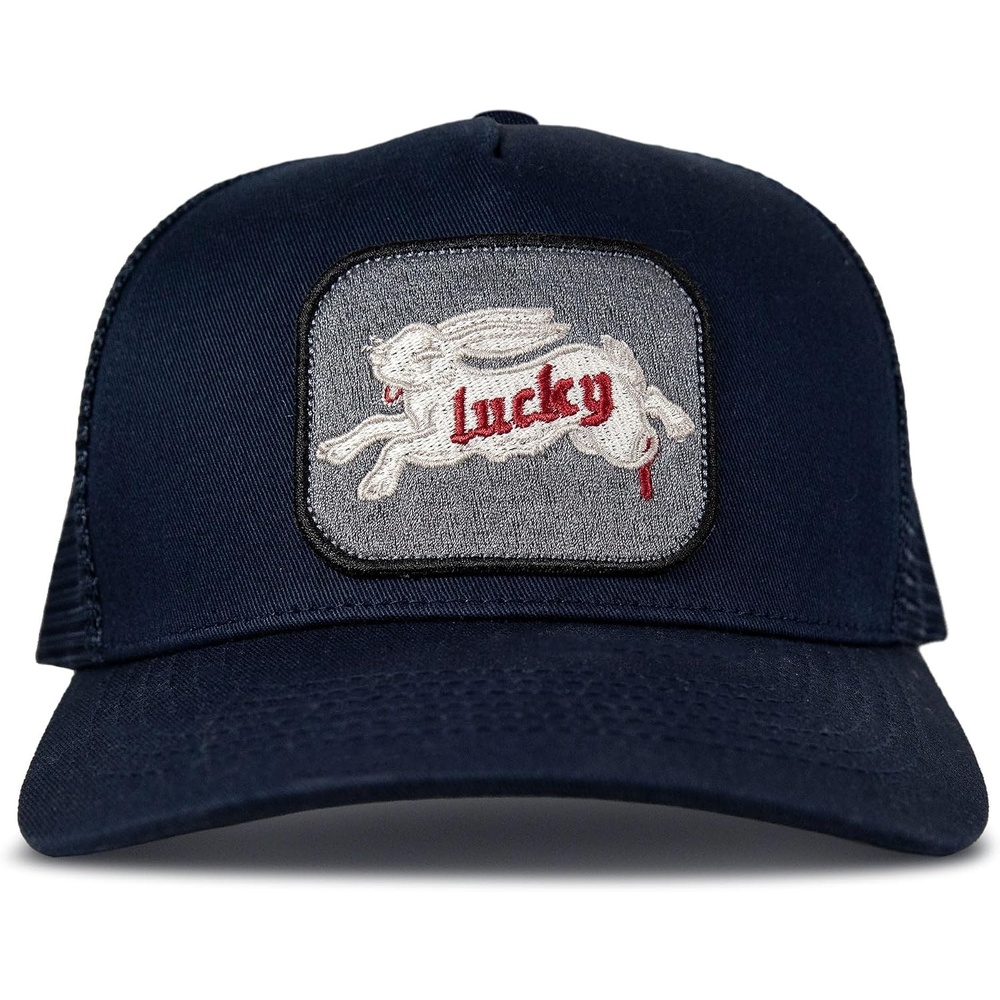 image:imageLucky Brand Trucker Hat  Snapback  Adjustable  Mesh Back  Retro  Baseball Cap  Golf  Fishing  American HeritageRabbit Foot  Navy