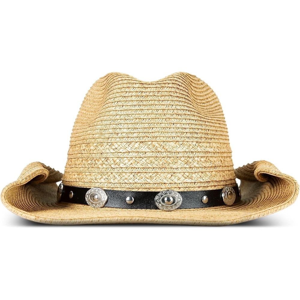 image:imageLucky Brand Womens Straw Cowboy Hat Rope Design Western Style Fashion Sun Protection BreathableMetal Concho Tan