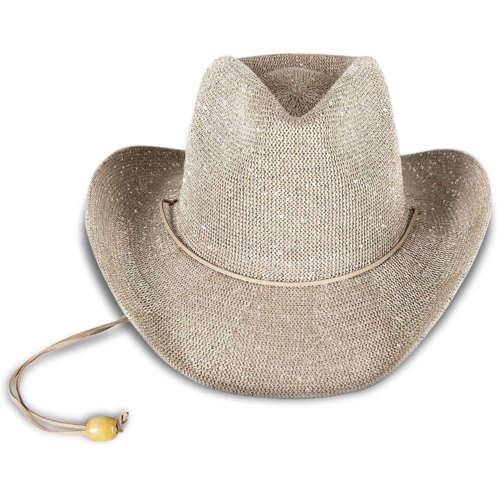 image:imageLucky Brand Womens Straw Cowboy Hat Rope Design Western Style Fashion Sun Protection BreathableMetallic Straw Champagne