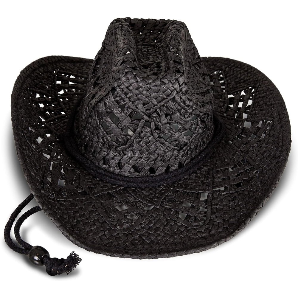 image:imageLucky Brand Womens Straw Cowboy Hat Rope Design Western Style Fashion Sun Protection BreathableWoven Straw Black