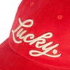 Lucky Brand Classic Cotton Adjustable | Dad Hat | Baseball Cap | Golf | Fishing | Low Profile | 5 Panel Design(Script Corduroy – Red)