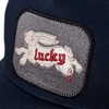 Lucky Brand Trucker Hat | Snapback | Adjustable | Mesh Back | Retro | Baseball Cap | Golf | Fishing | American Heritage(Rabbit Foot – Navy)