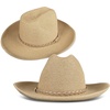 Lucky Brand Women’s Straw Cowboy Hat | Rope Design | Western | Style | Fashion | Sun Protection | Breathable(Woven Western – Stone)
