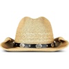Lucky Brand Women’s Straw Cowboy Hat | Rope Design | Western | Style | Fashion | Sun Protection | Breathable(Metal Concho – Tan)
