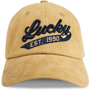 Lucky Brand Classic Cotton Adjustable | Dad Hat | Baseball Cap | Golf | Fishing | Low Profile | 5 Panel Design(1990 Embroidered – Gold)