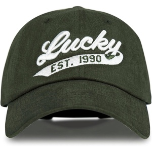 Lucky Brand Classic Cotton Adjustable | Dad Hat | Baseball Cap | Golf | Fishing | Low Profile | 5 Panel Design(1990 Embroidered – Olive)