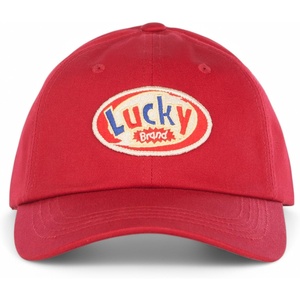 Lucky Brand Classic Cotton Adjustable | Dad Hat | Baseball Cap | Golf | Fishing | Low Profile | 5 Panel Design(Embroidered Patch – Red)