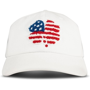 Lucky Brand Classic Cotton Adjustable | Dad Hat | Baseball Cap | Golf | Fishing | Low Profile | 5 Panel Design(Flag Clover – White)
