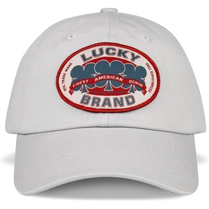 Lucky Brand Classic Cotton Adjustable | Dad Hat | Baseball Cap | Golf | Fishing | Low Profile | 5 Panel Design(Oval Clover Patch – Light Grey)
