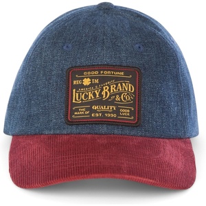 Lucky Brand Classic Cotton Adjustable | Dad Hat | Baseball Cap | Golf | Fishing | Low Profile | 5 Panel Design(Vintage Denim – Red)