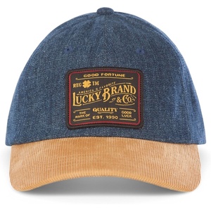 Lucky Brand Classic Cotton Adjustable | Dad Hat | Baseball Cap | Golf | Fishing | Low Profile | 5 Panel Design(Vintage Denim – Tan)