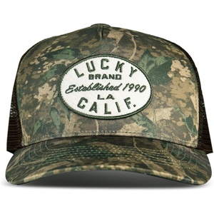 Lucky Brand Trucker Hat | Snapback | Adjustable | Mesh Back | Retro | Baseball Cap | Golf | Fishing | American Heritage(La Patch – Camo)