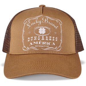 Lucky Brand Trucker Hat | Snapback | Adjustable | Mesh Back | Retro | Baseball Cap | Golf | Fishing | American Heritage(Vintage Trucker – Toast)