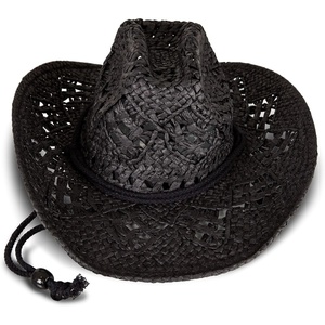 Lucky Brand Women’s Straw Cowboy Hat | Rope Design | Western | Style | Fashion | Sun Protection | Breathable(Woven Straw – Black)