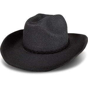Lucky Brand Women’s Straw Cowboy Hat | Rope Design | Western | Style | Fashion | Sun Protection | Breathable(Woven Western – Black)