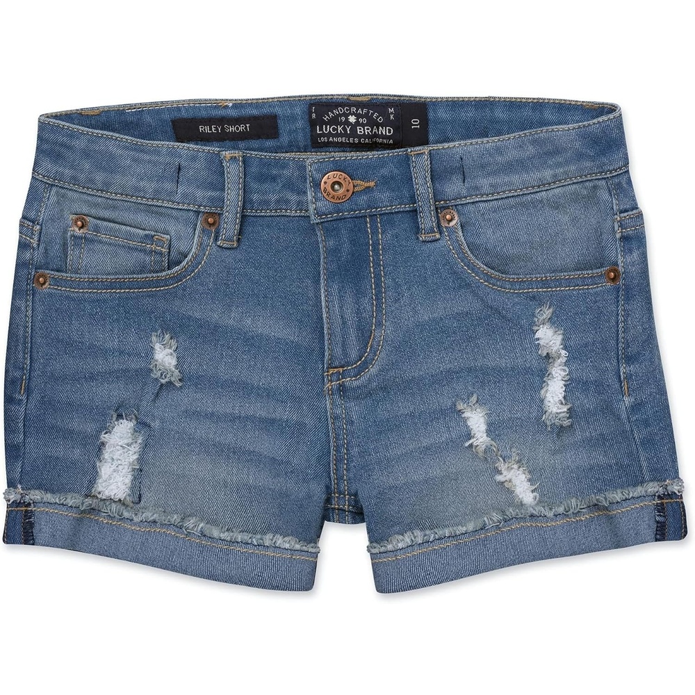 image:imageLucky Brand Girls Cuffed Jean Shorts Stretch Denim with 5 Pockets Mid to High Rise WaistAda