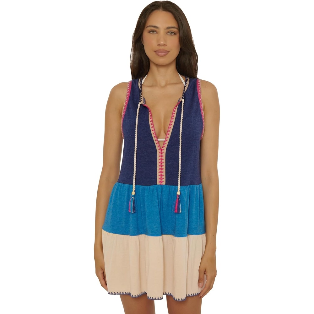 image:imageLucky Brand Womens Lagos Tiered Dress Casual Beach Cover Ups for WomenPeacock