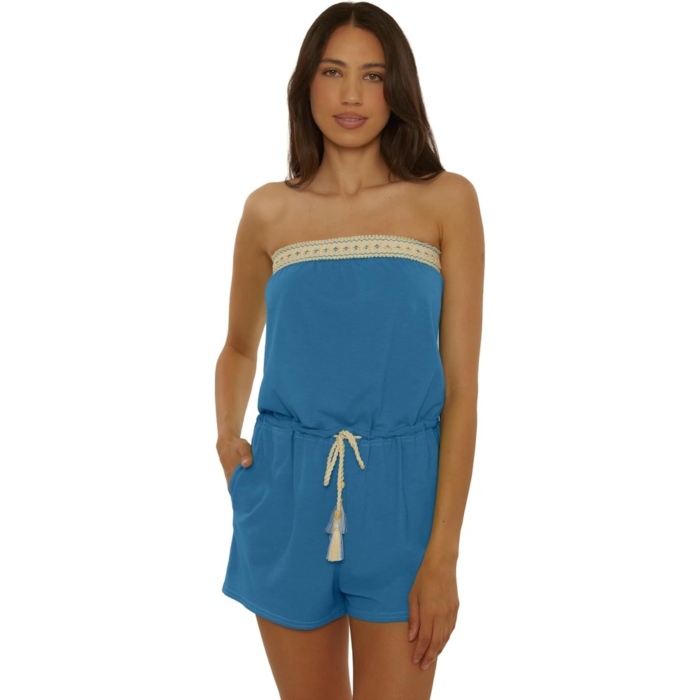 image:imageLucky Brand Womens Laguna Short Romper Casual Pull On Beach Cover Ups for WomenPeacock
