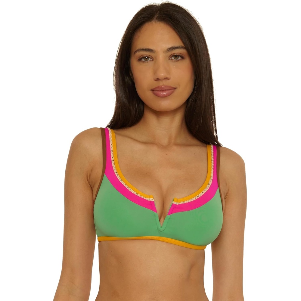 image:imageLucky Brand Womens Maldives Scoop Bikini Top Adjustable Tie Back Swimwear Separates for WomenSea Grass