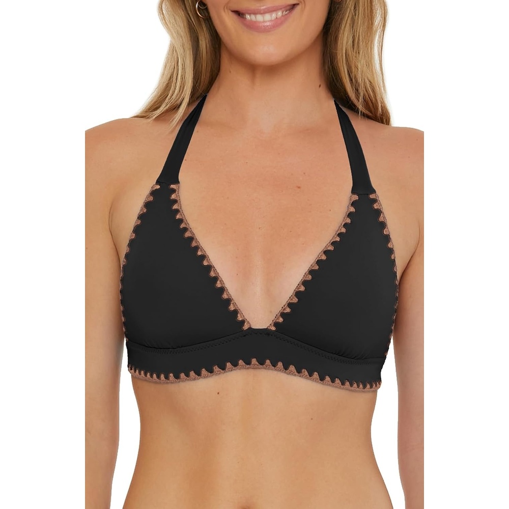 image:imageLucky Brand Womens Marbella Halter Bikini Top Adjustable Tie Back Swimwear Separates for WomenBlack