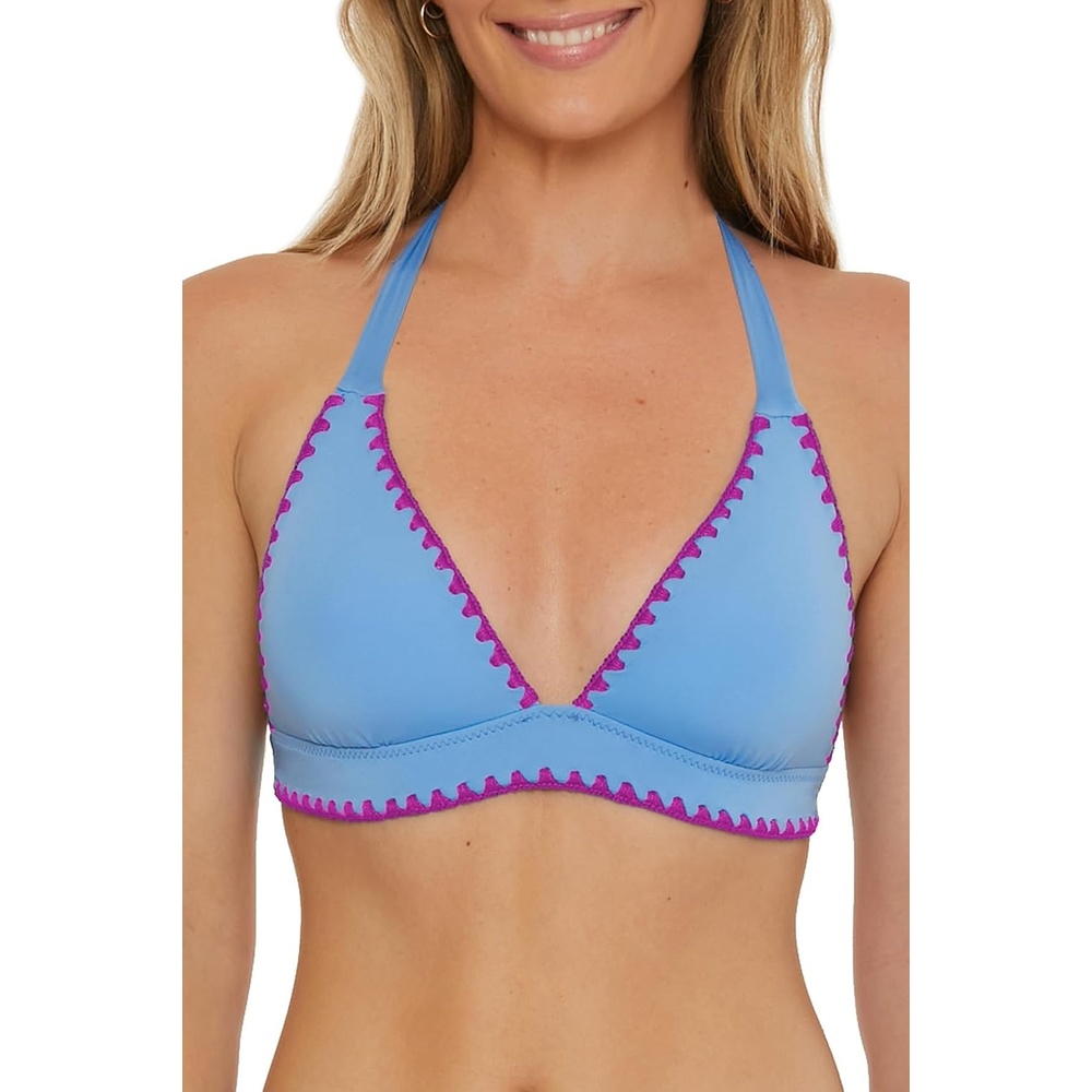 image:imageLucky Brand Womens Marbella Halter Bikini Top Adjustable Tie Back Swimwear Separates for WomenProvence Blue