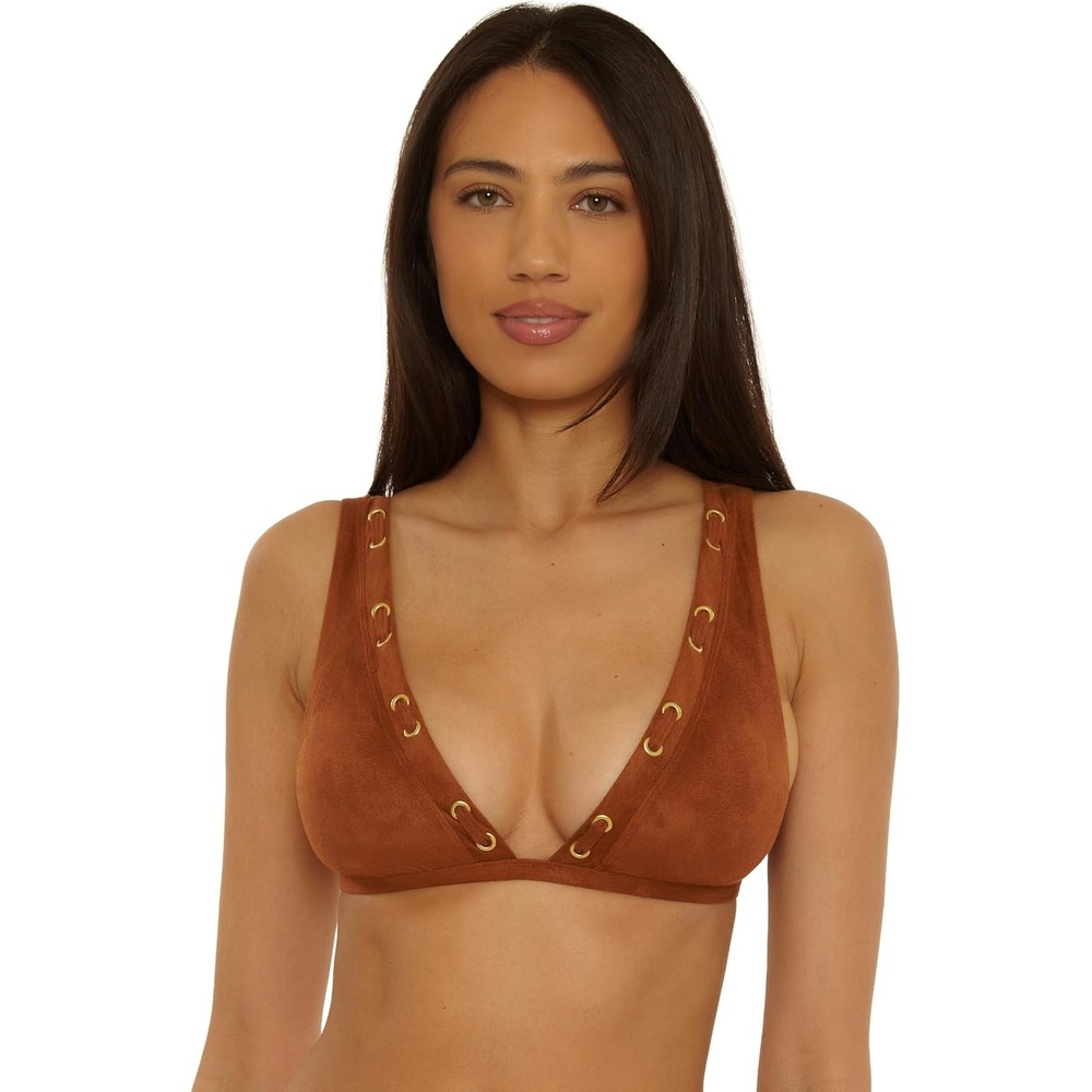 image:imageLucky Brand Womens Montauk Halter Bikini Top Adjustable Tie Back Swimwear Separates for WomenAlmond