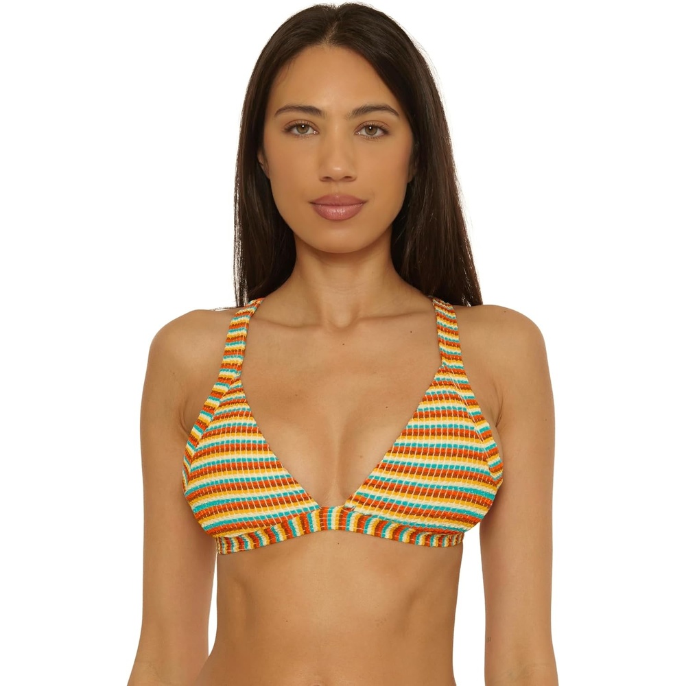 image:imageLucky Brand Womens Ocean Wave Halter Bikini Top Adjustable Tie Back Swimwear Separates for WomenMulticolor