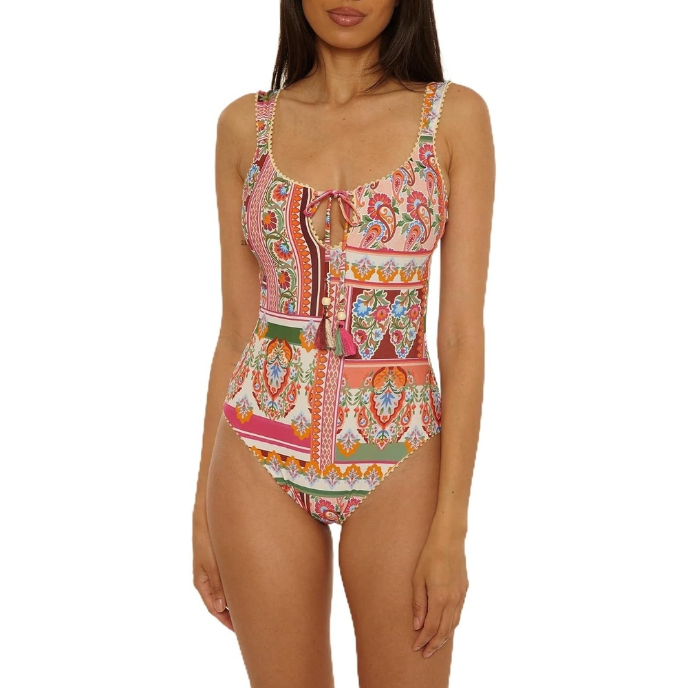 image:imageLucky Brand Womens Verona Scoop Neck One Piece Swimsuit Adjustable Bathing Suits for WomenMulticolor