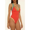 Lucky Brand Women’s Avila One Piece Swimsuit, Adjustable, Bathing Suits for Women(Scarlet)