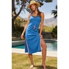 Lucky Brand Women’s Avila Rib Midi Dress, Casual, Beach Cover Ups for Women(Peacock)