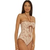 Lucky Brand Women’s Belize Bandeau One Piece Swimsuit, Adjustable, Bathing Suits for Women(Natural)