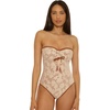 Lucky Brand Women’s Belize Bandeau One Piece Swimsuit, Adjustable, Bathing Suits for Women(Natural)