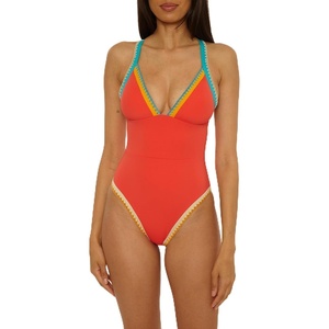 Lucky Brand Women’s Avila One Piece Swimsuit, Adjustable, Bathing Suits for Women(Scarlet)