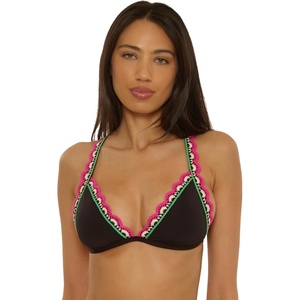 Lucky Brand Women’s Malaga Halter Bikini Top, Adjustable, Tie Back, Swimwear Separates for Women(Black)