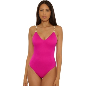 Lucky Brand Women’s Sardina Tank Maillot One Piece Swimsuit, Adjustable, Bathing Suits for Women(Berry)