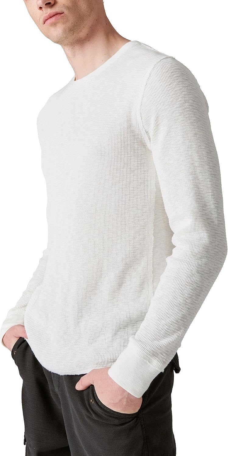 image:imageLucky Brand Mens Mens Garment Dye Thermal CrewBright White