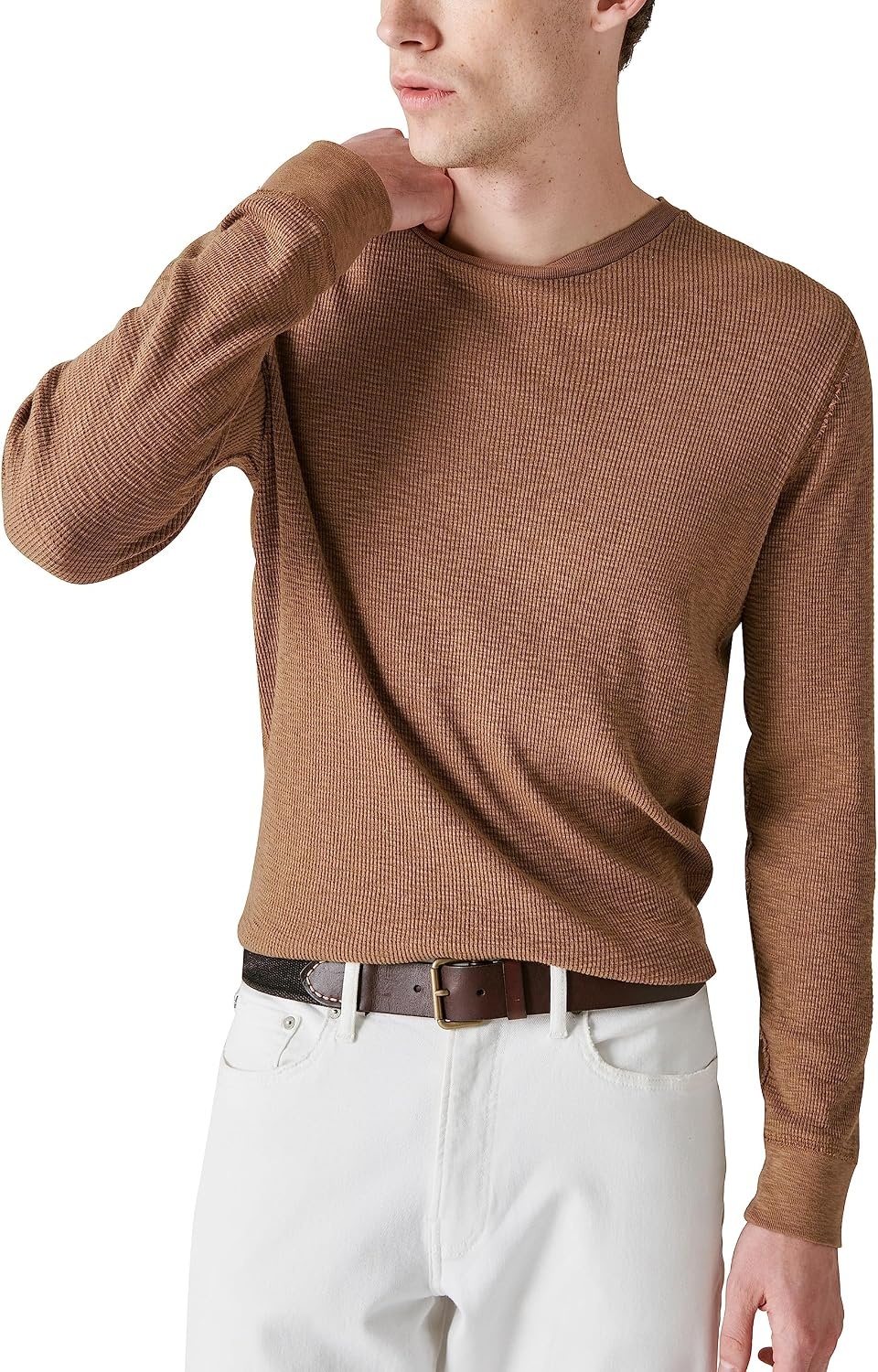 image:imageLucky Brand Mens Mens Garment Dye Thermal CrewCoffee Liqueur