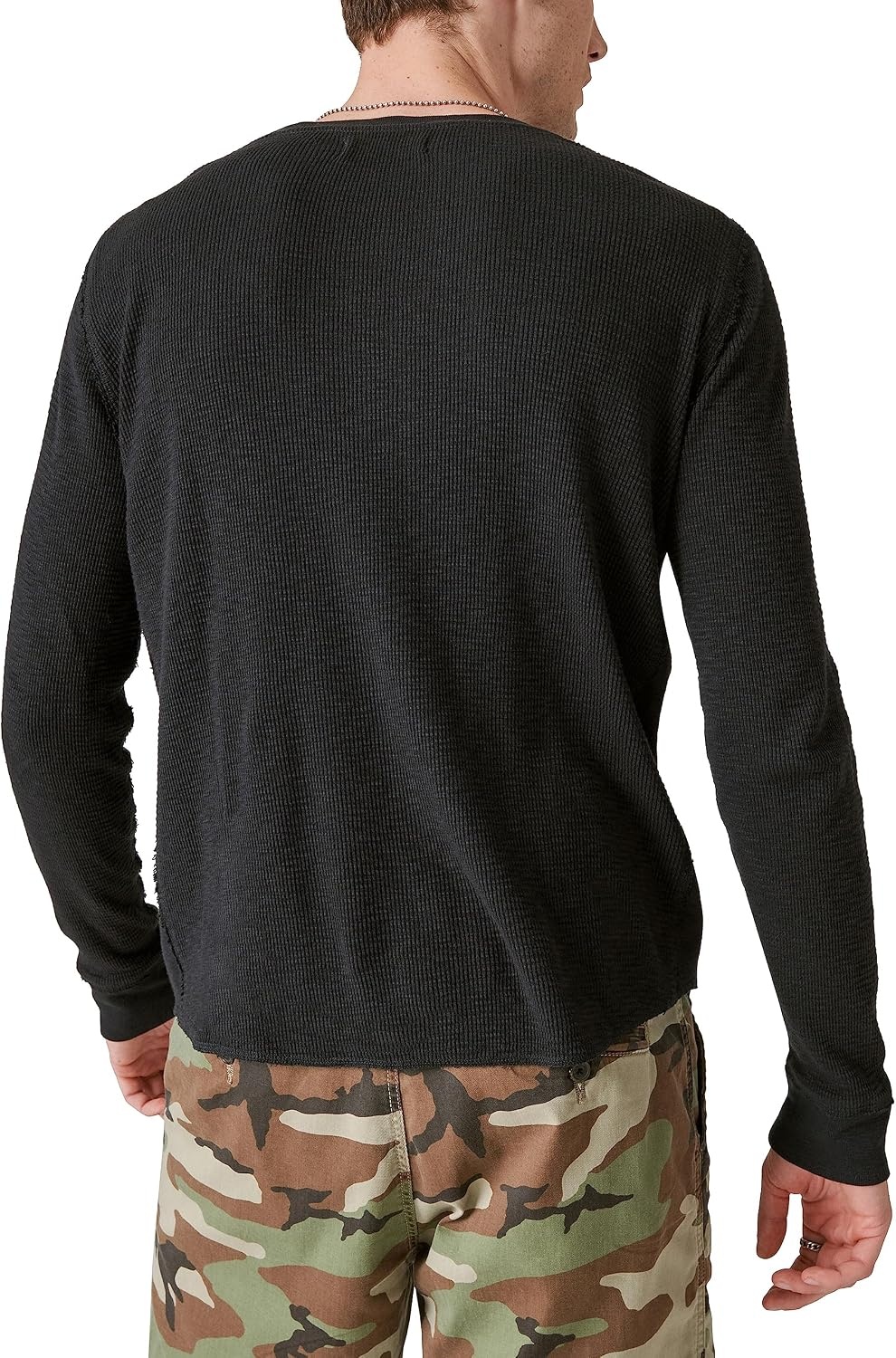 image:imageLucky Brand Mens Mens Garment Dye Thermal CrewJet Black