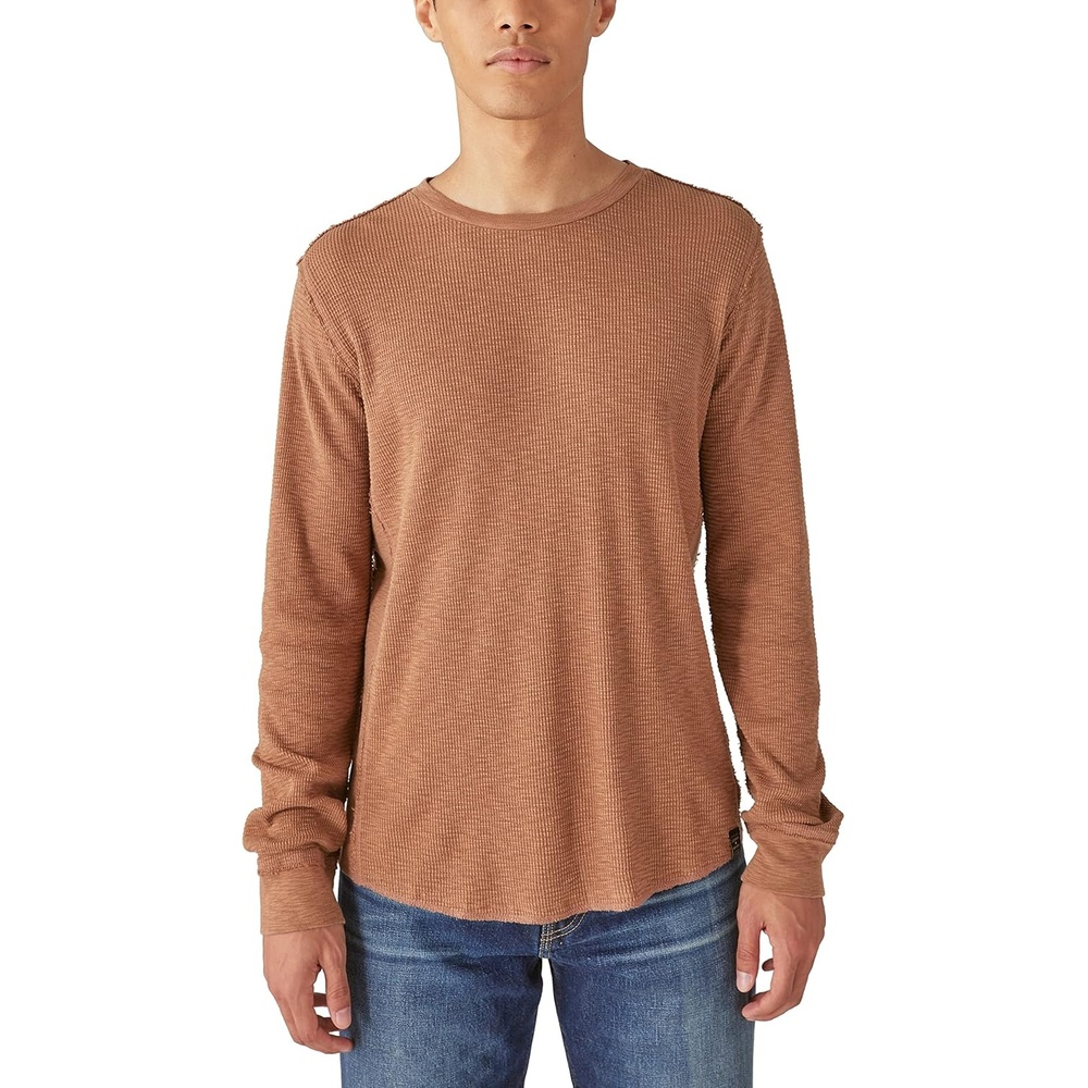 image:imageLucky Brand Mens Mens Garment Dye Thermal CrewPecan Pie