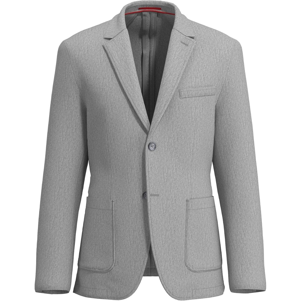 image:imageLucky Brand Mens Sport Coat Slim Fit Knit Plaid Unstructured 2 Button Notch CollarGrey