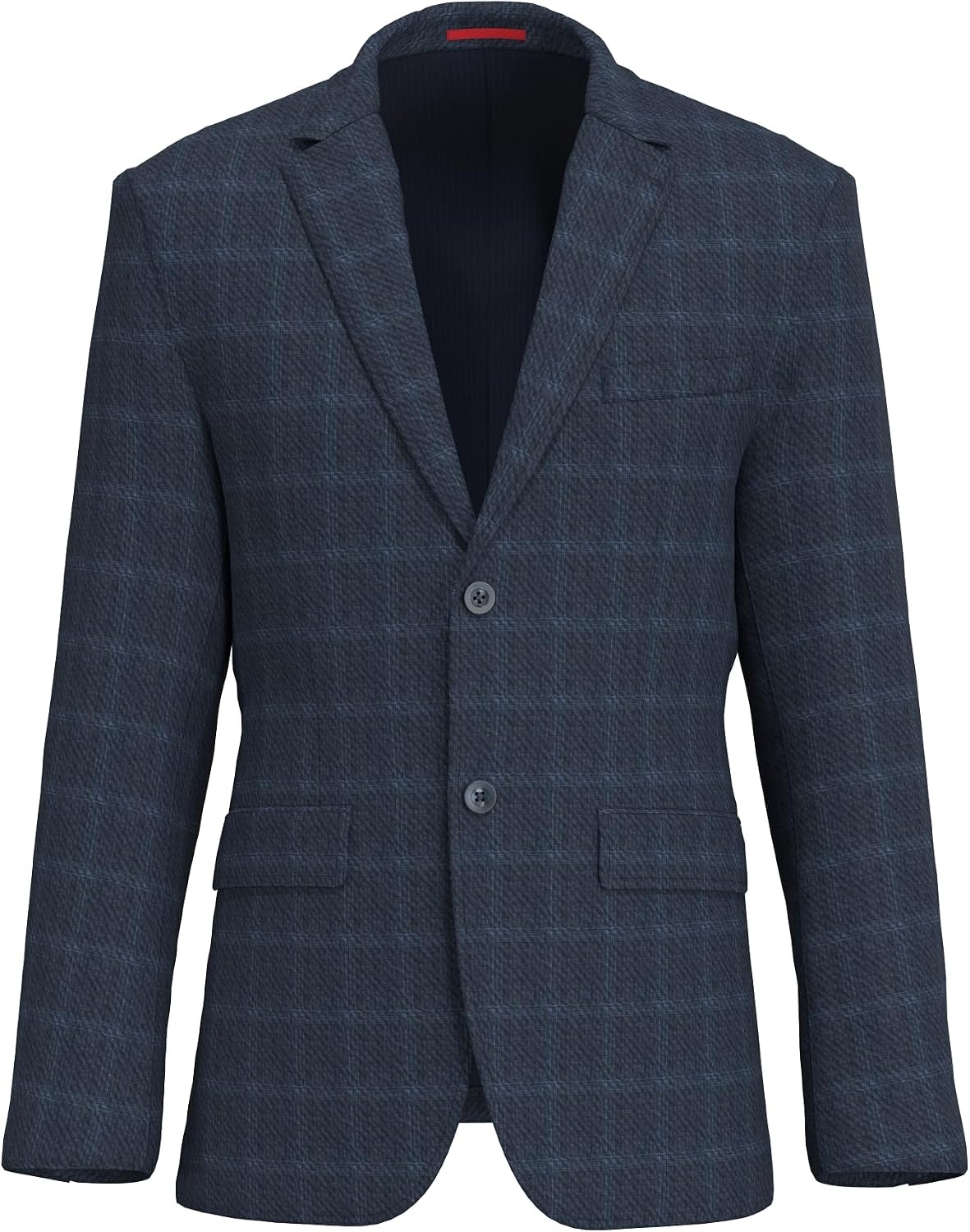 image:imageLucky Brand Mens Navy Heather Glen Plaid Knit Sportcoat Slim Fit 2Button