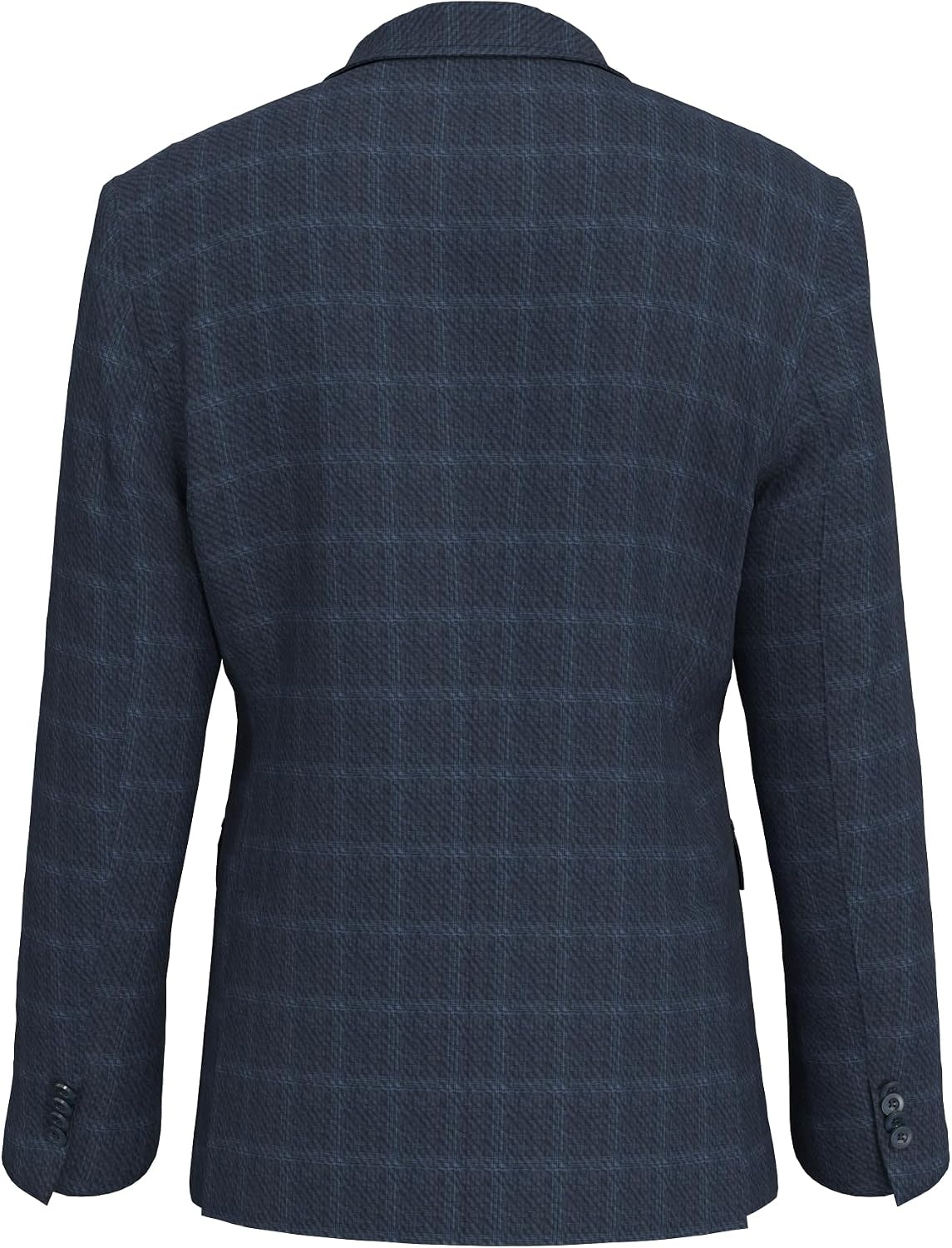 image:imageLucky Brand Mens Navy Heather Glen Plaid Knit Sportcoat Slim Fit 2Button