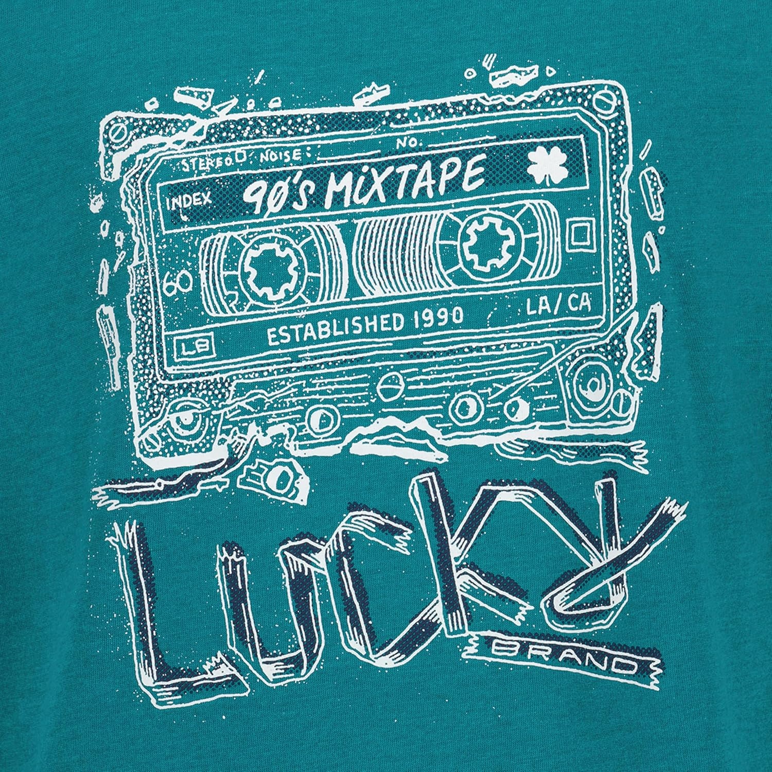 image:imageLucky Brand Boys Short Sleeve Graphic Crew Neck TShirt Soft Comfortable Relaxed FitMix Tape Deep Lake Heather