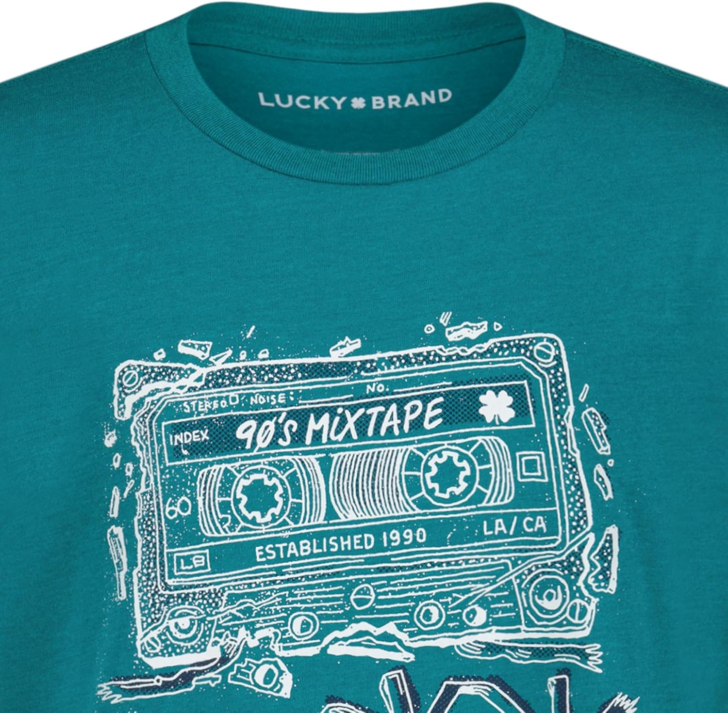 image:imageLucky Brand Boys Short Sleeve Graphic Crew Neck TShirt Soft Comfortable Relaxed FitMix Tape Deep Lake Heather