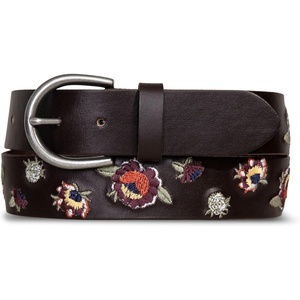 Lucky Brand Women’s Embroidered Leather Belt | Stylish | Classic | Western-Inspired | American Heritage | Jean | Pant(Jewl Tone – Dark Brown)